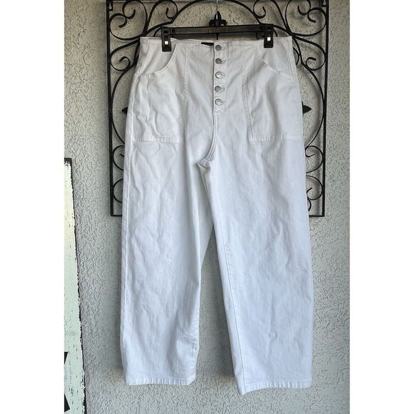 Veronica Beard Crossbow Crop Wide Crop High Rise Jeans - Size 32 - White - Picture 2 of 9